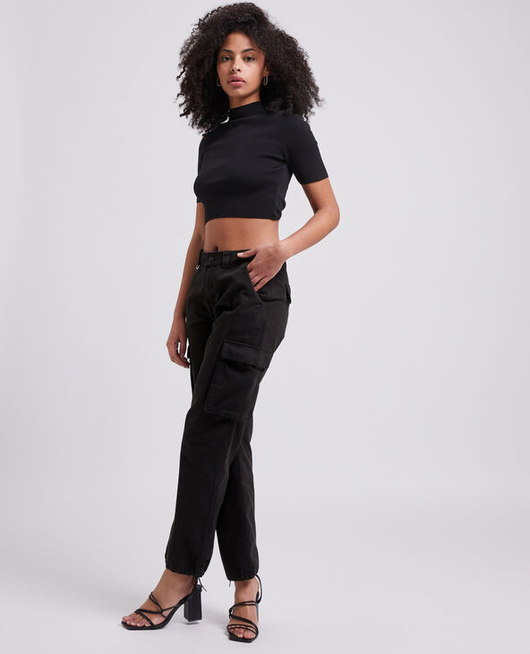 Pantalon droit cargo taille basse noir - Pimkie