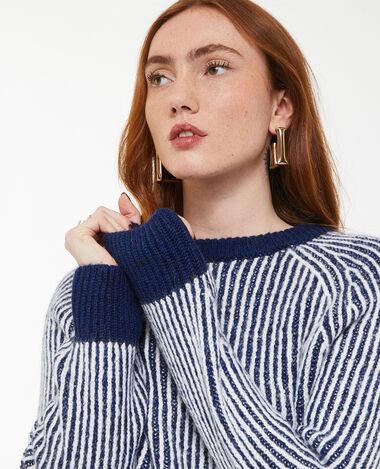 Pull en maille côtelée effet rayé bleu électrique - Pimkie
