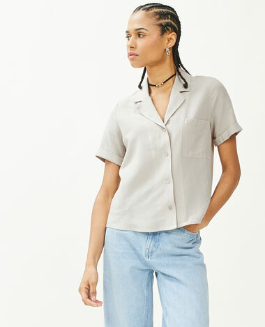Chemise courte avec lin sable - Pimkie