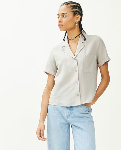 Chemise courte avec lin sable - Pimkie
