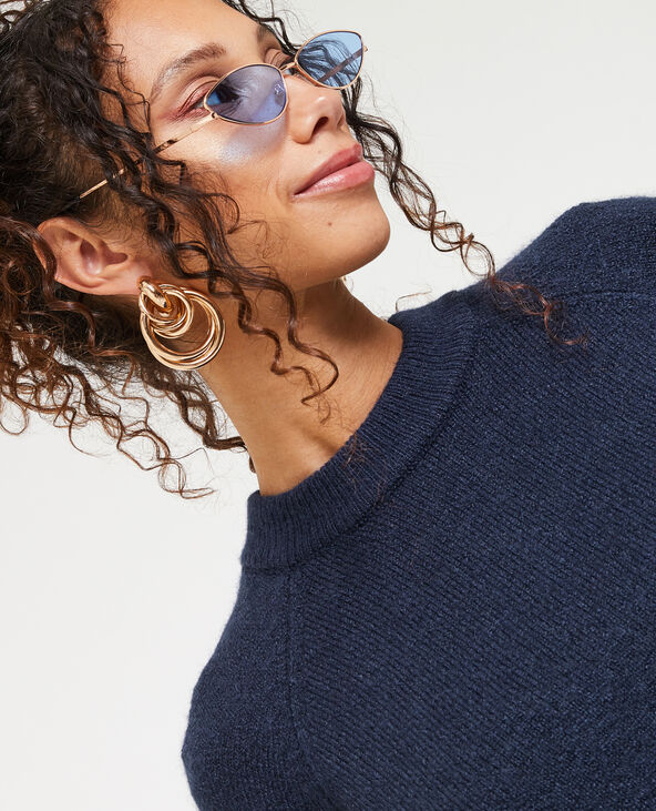 Pull col rond avec laine bleu marine - Pimkie