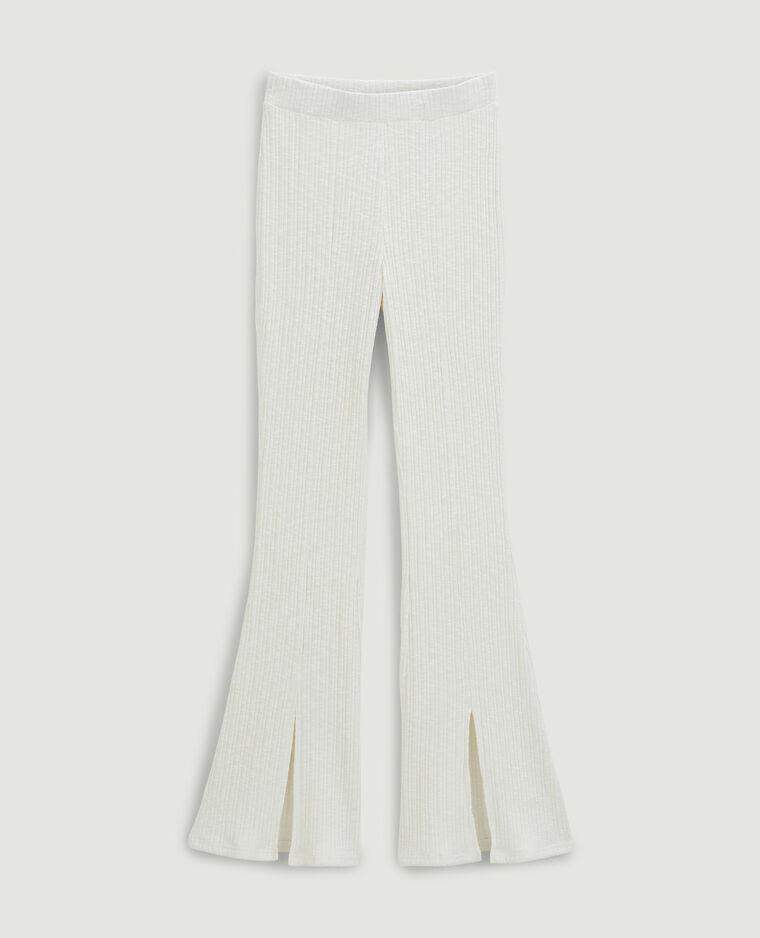 Pantalon flare en maille côtelée SMALL écru - Pimkie