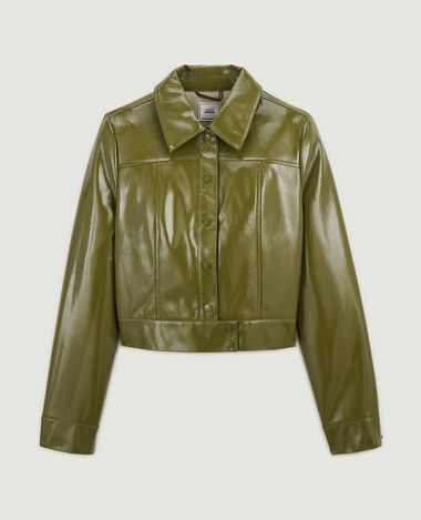 Veste courte et droite en vinyle vert olive - Pimkie