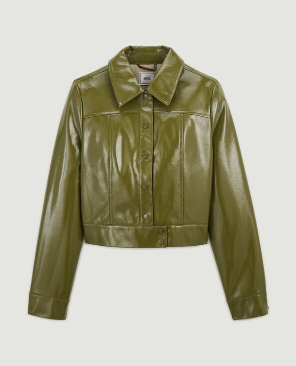 Veste courte et droite en vinyle vert olive - Pimkie