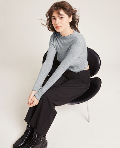 Pull maille fine côtelée gris - Pimkie