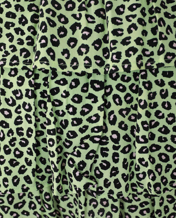 Robe léopard volantée vert anis - Pimkie