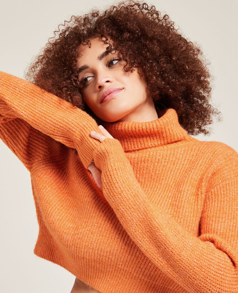 Pull col roulé cropped orange - Pimkie