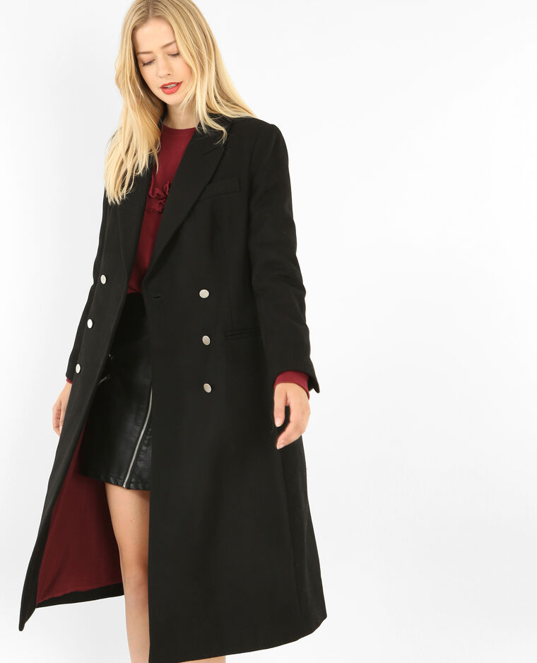 manteau long droit noir