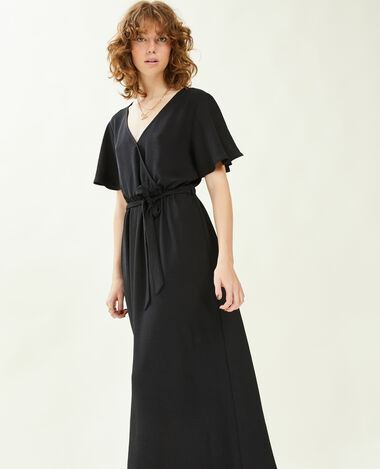 Robe longue encolure croisée noir - Pimkie