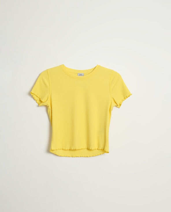 T-shirt roulotté jaune - Pimkie