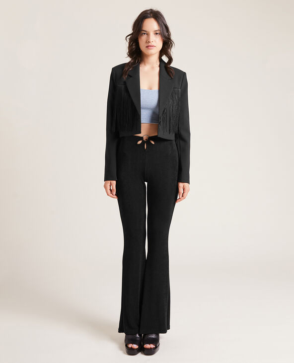 Veste blazer cropped avec franges noir - Pimkie