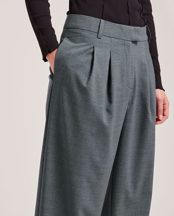 Pantalon large à pinces gris - Pimkie