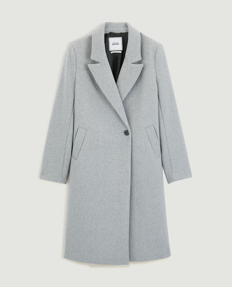 Manteau long drap de laine gris chiné - Pimkie