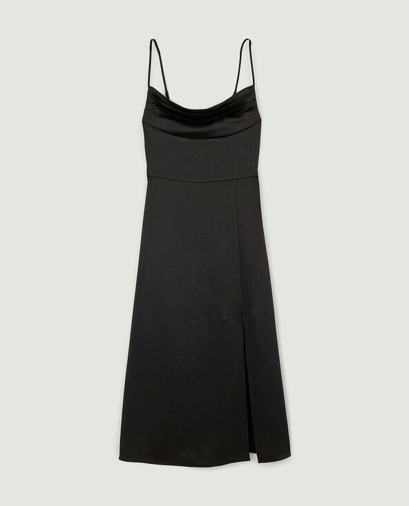 Robe longue en tissu satiné noir - Pimkie