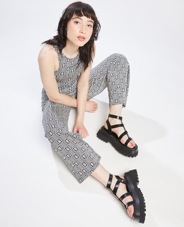 Top court en maille jacquard noir - Pimkie