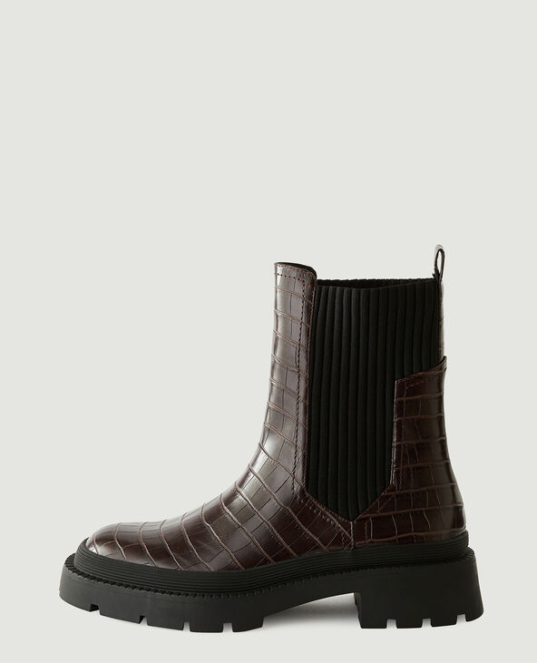 Bottines Chelsea croco marron - Pimkie