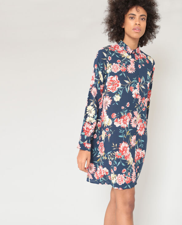 Robe chemise fleurie bleu - Pimkie