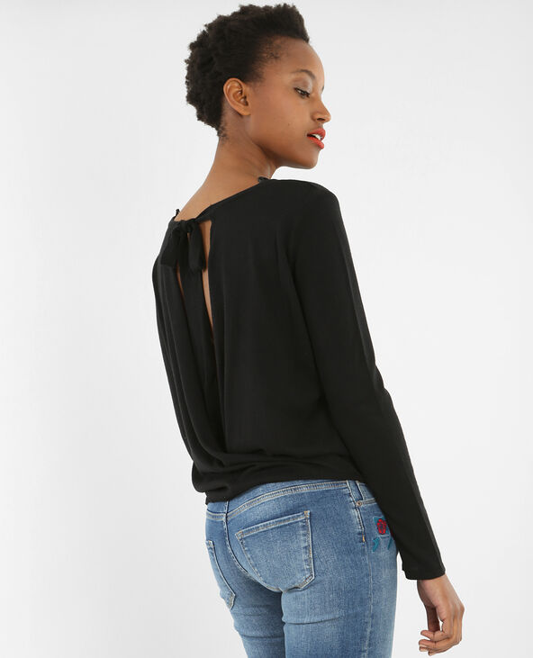 Pull noir top dos nu