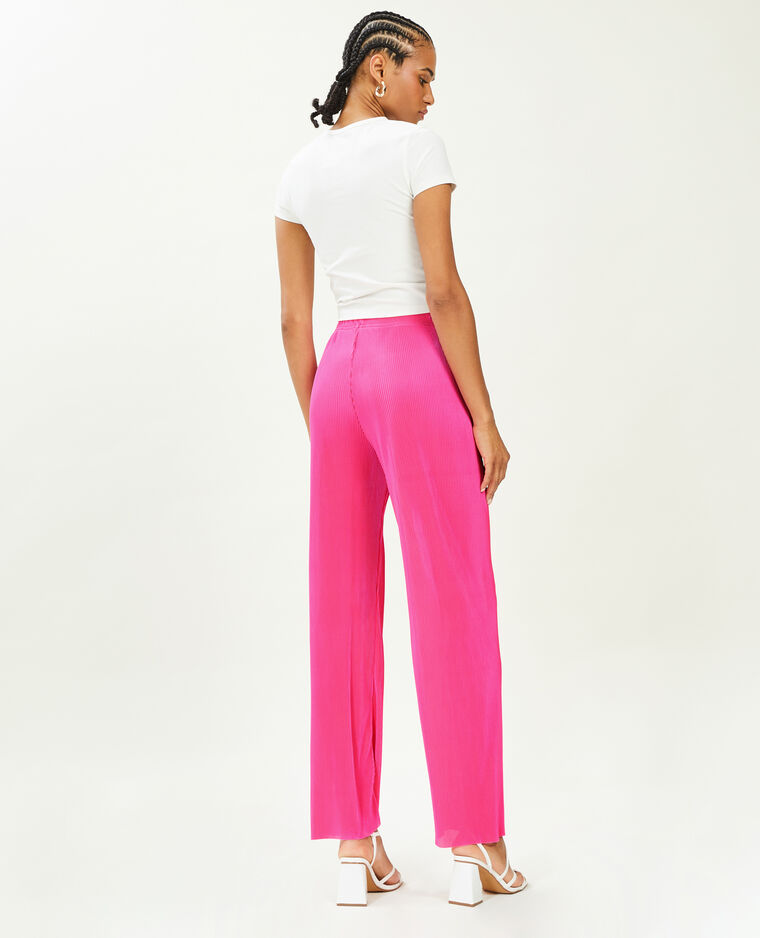 Pantalon large maille plissée rose fuchsia - Pimkie