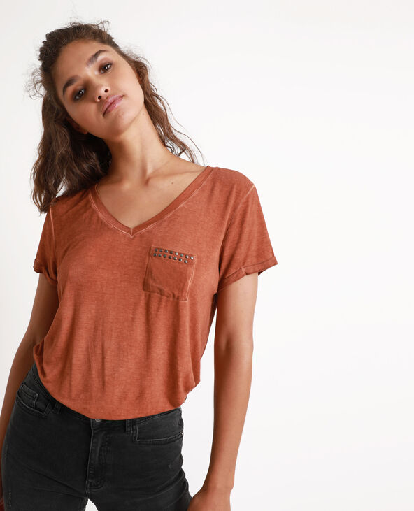T-shirt clouté marron - Pimkie