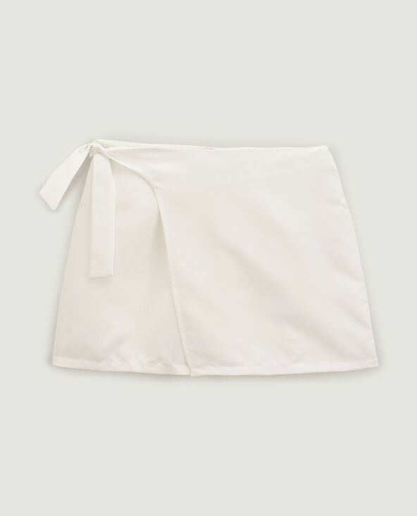 Jupe-short avec ceinture à nouer blanc - Pimkie