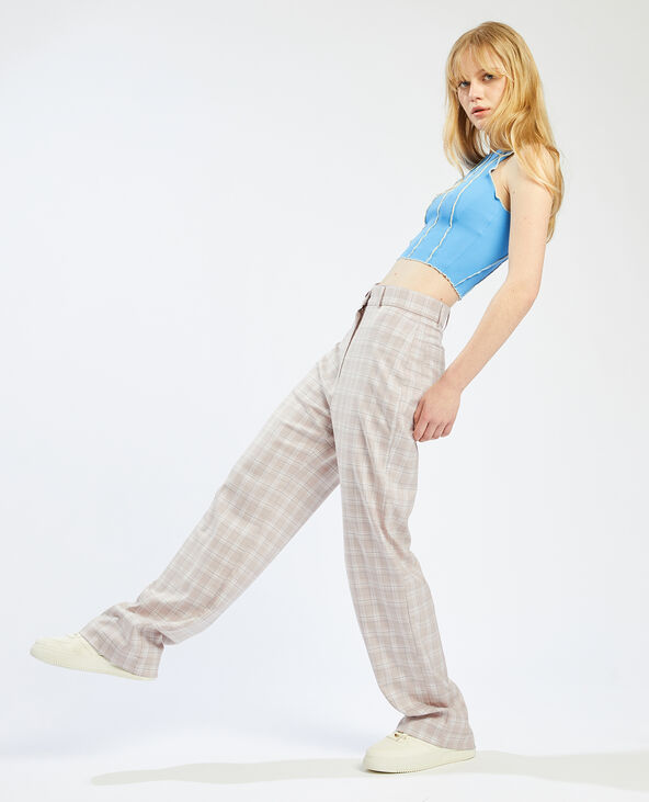 Pantalon taille haute a carreaux hotsell