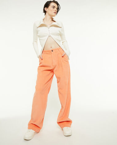 Pantalon velours droit avec pinces orange - Pimkie