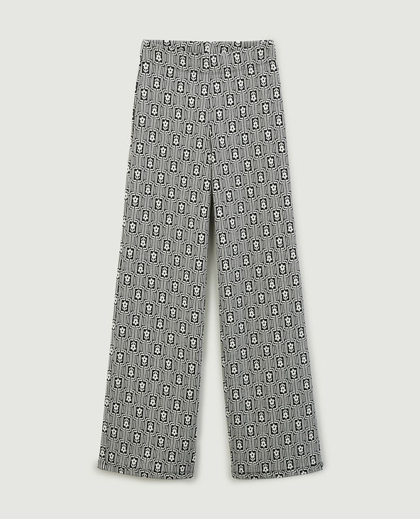 Pantalon droit en maille jacquard gris - Pimkie