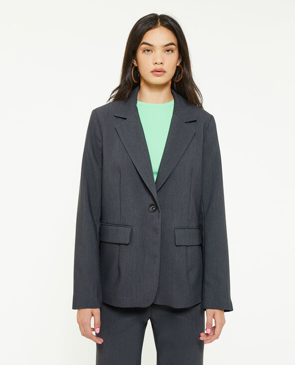 Veste blazer droite avec poches gris foncé - Pimkie