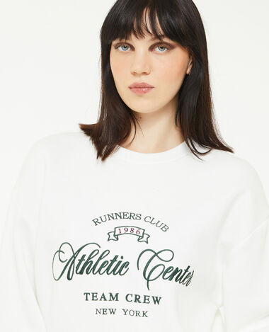 Sweat oversize brodé blanc - Pimkie