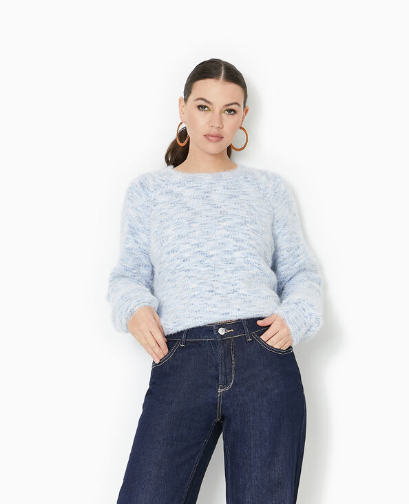 Pull col rond maille fluffy bleu clair - Pimkie
