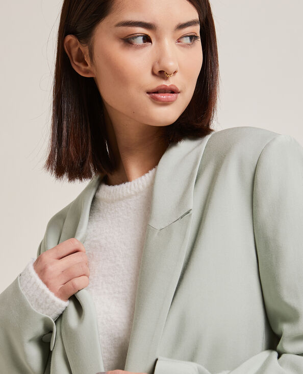 Veste blazer oversize en toile fluide vert - Pimkie