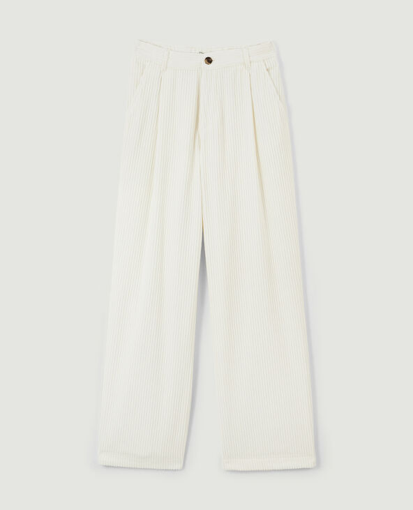 Pantalon velours droit avec pinces blanc - Pimkie