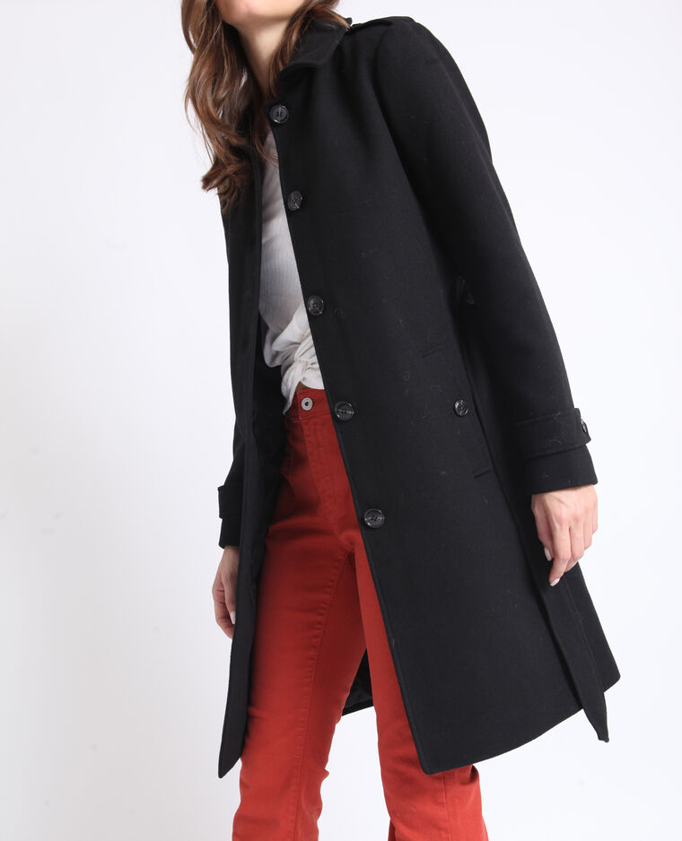 manteau noire laine femme