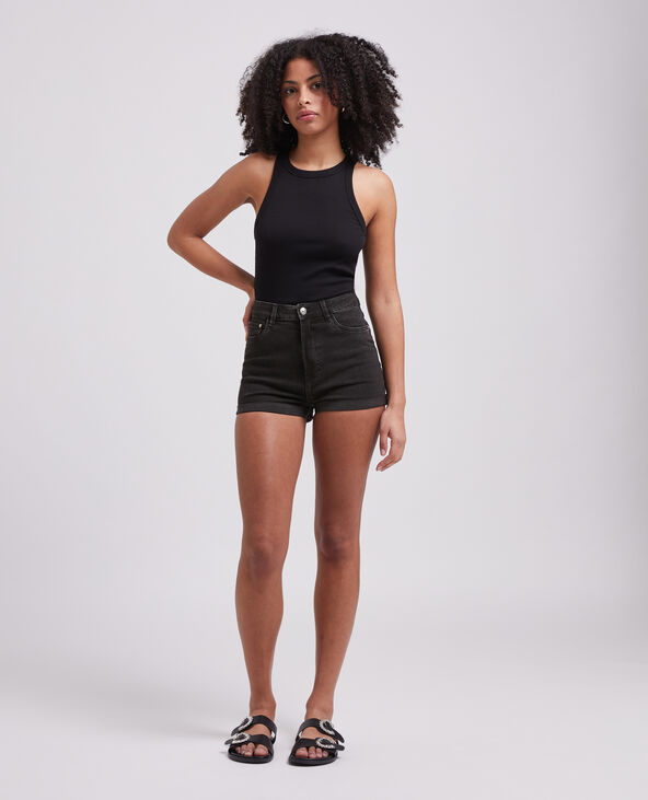 Short en jean bords roulottés noir - Pimkie