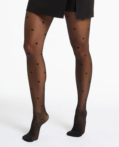 Collants push up cœurs noir - Pimkie