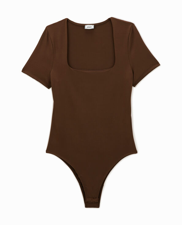 Body manches courtes encolure carrée marron - Pimkie