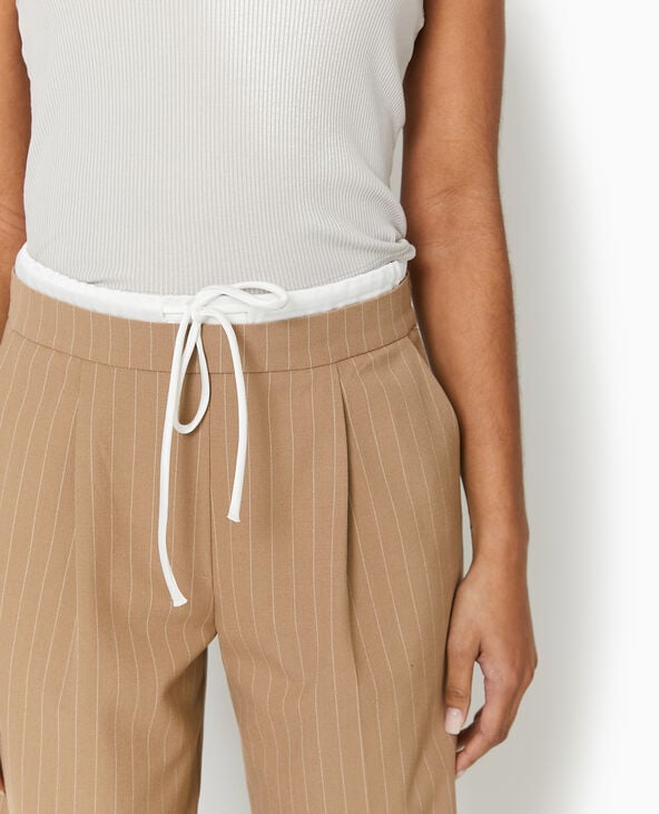 Pantalon large avec effet de superposition beige - Pimkie