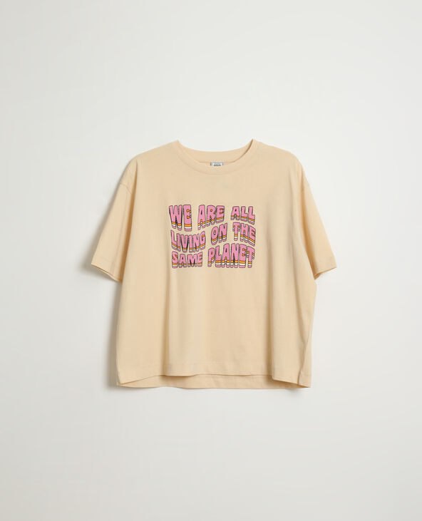 T-shirt oversize à message beige - Pimkie