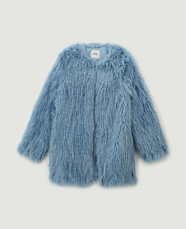Manteau en fausse fourrure bleu - Pimkie