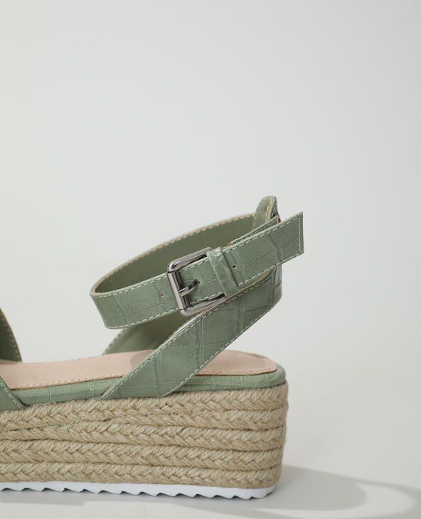 Sandales compensées croco vert kaki - Pimkie