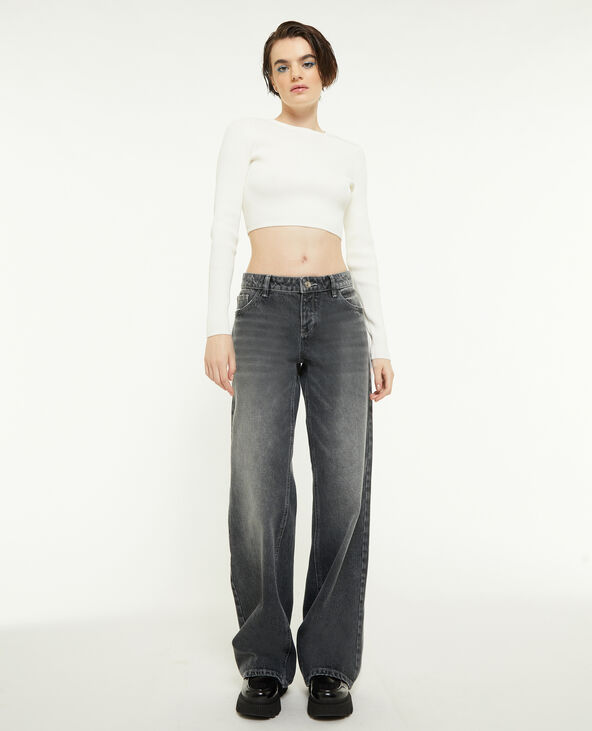 Jean wide taille basse gris foncé - Pimkie