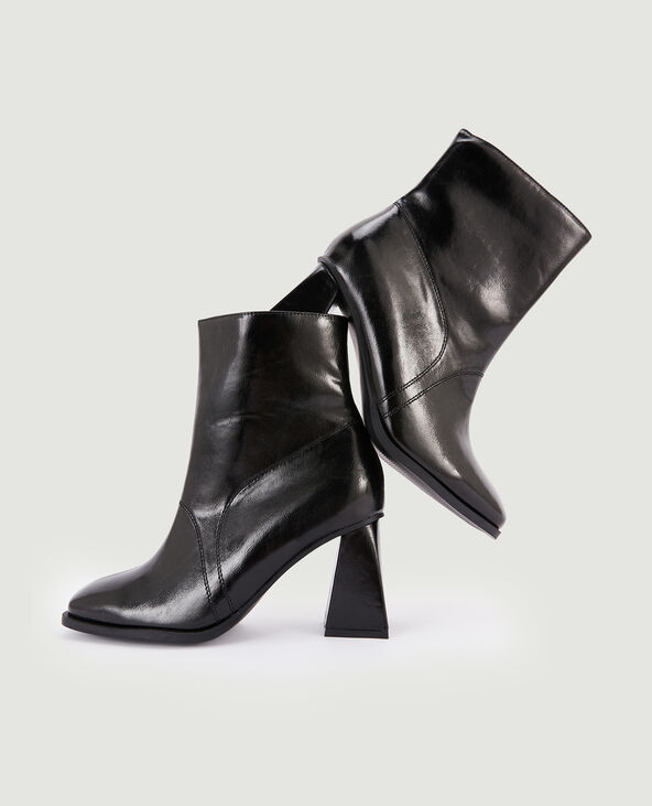 Boots bout carré avec talon trapèze noir - Pimkie