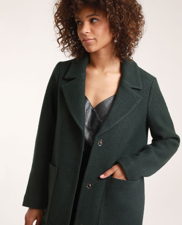 Manteau drap de laine vert foncé - Pimkie
