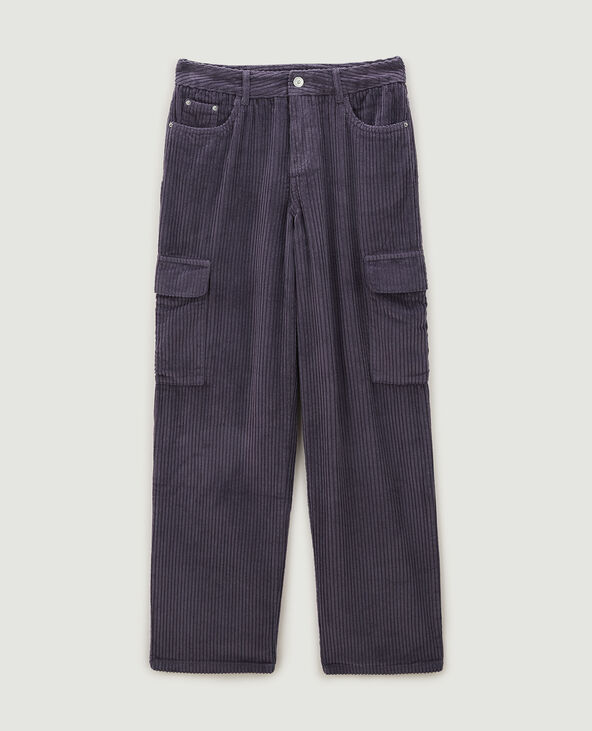 Pantalon cargo en velours grosses côtes lilas - Pimkie