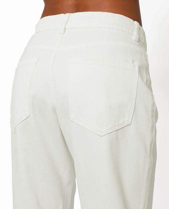Jean flare taille haute boutons apparents blanc - Pimkie