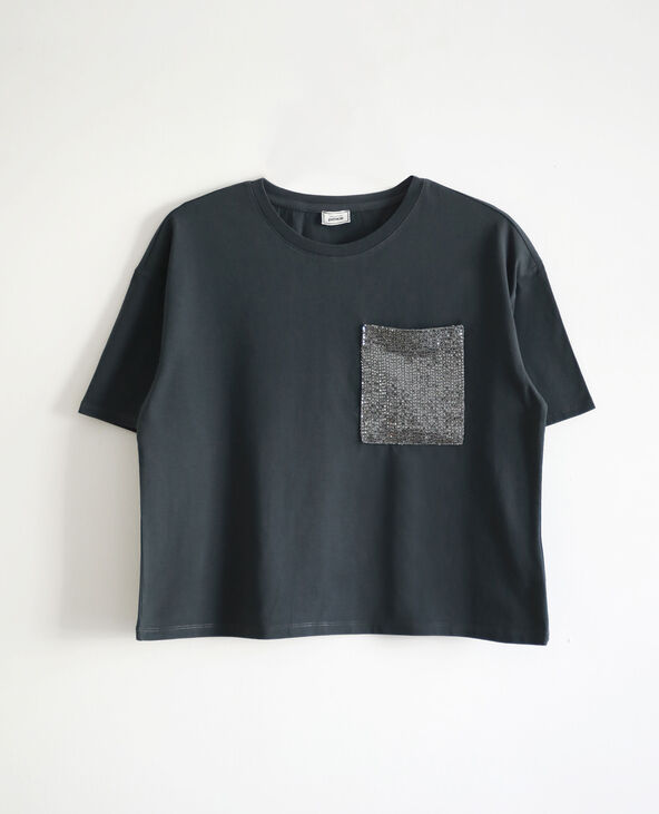 T-shirt à poche gris foncé - Pimkie