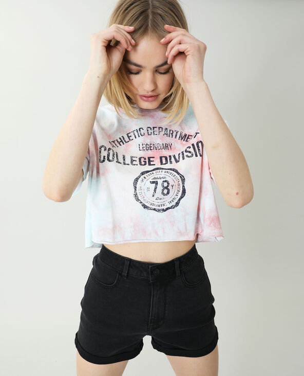 T-shirt cropped tie and dye violet - Pimkie