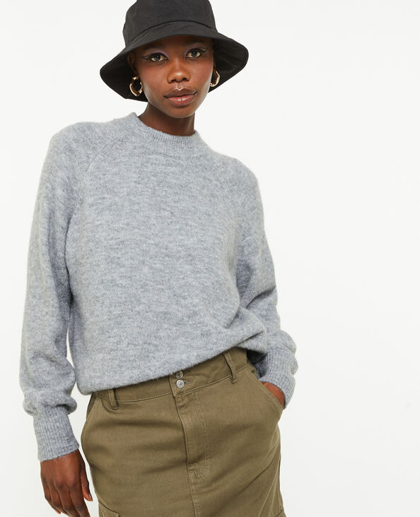 Pull col rond avec laine gris foncé - Pimkie
