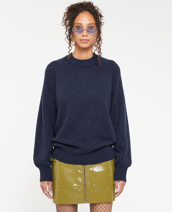 Pull col rond avec laine bleu marine - Pimkie